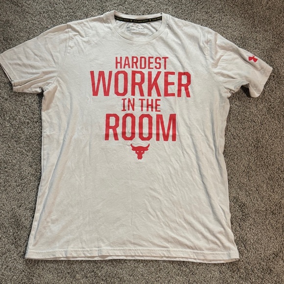 Under Armour Shirt Project Rock Hardest Worker In The Room - Picture 1 of 3